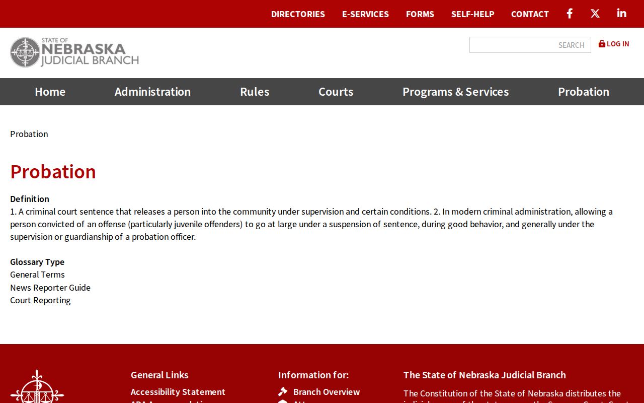 Nebraska probation information for Wheeler County criminal records