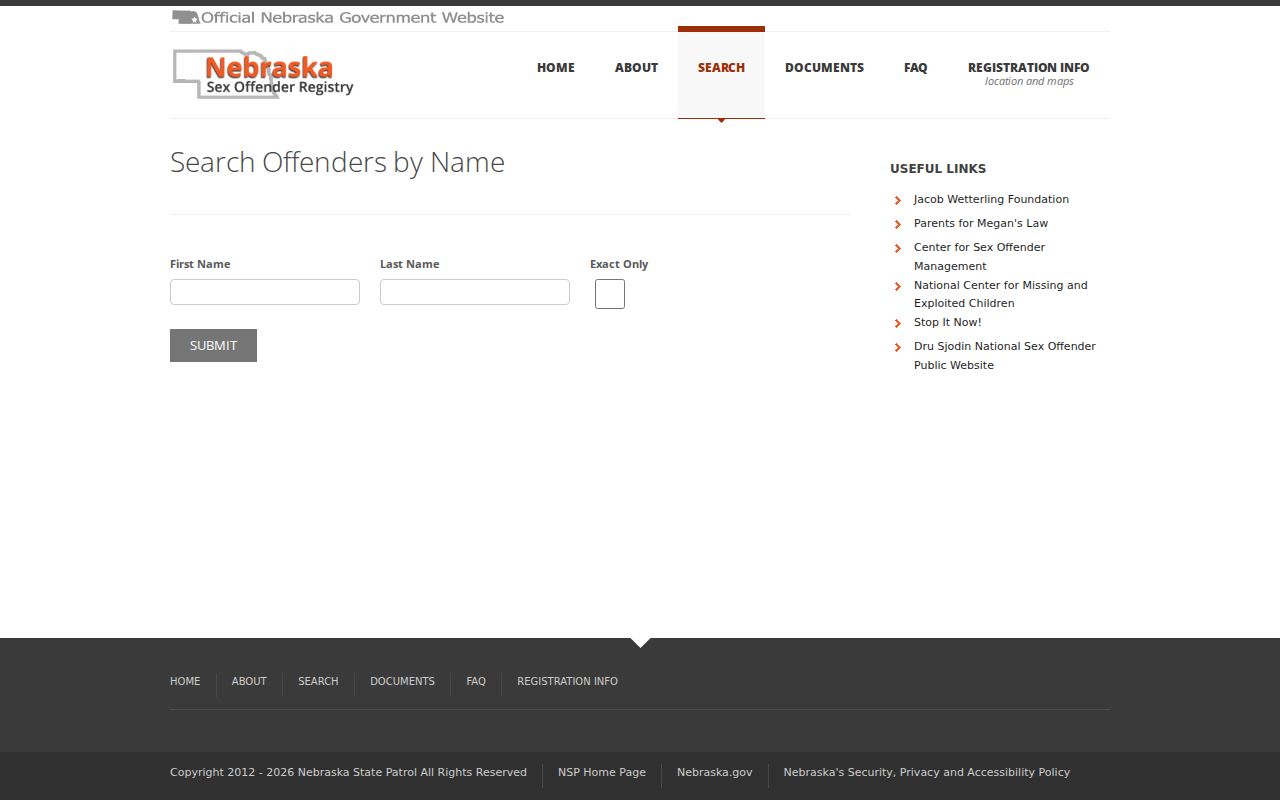 Wheeler County sex offender search by name on Nebraska's registry